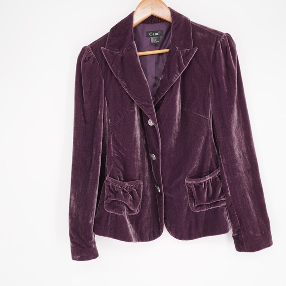 Cami NYC Jackets & Blazers - Cami Velvet Blazer Jacket Womens 6 Purple Y2K Whimsigoth Belted Pockets Party